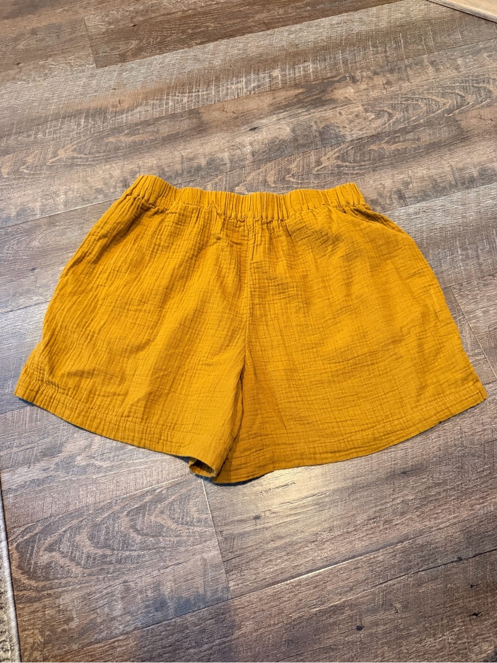 Madewell Mustard Double Gauze Pull On Shorts Women’s Medium Cotton Elastic Waist - Picture 5 of 5